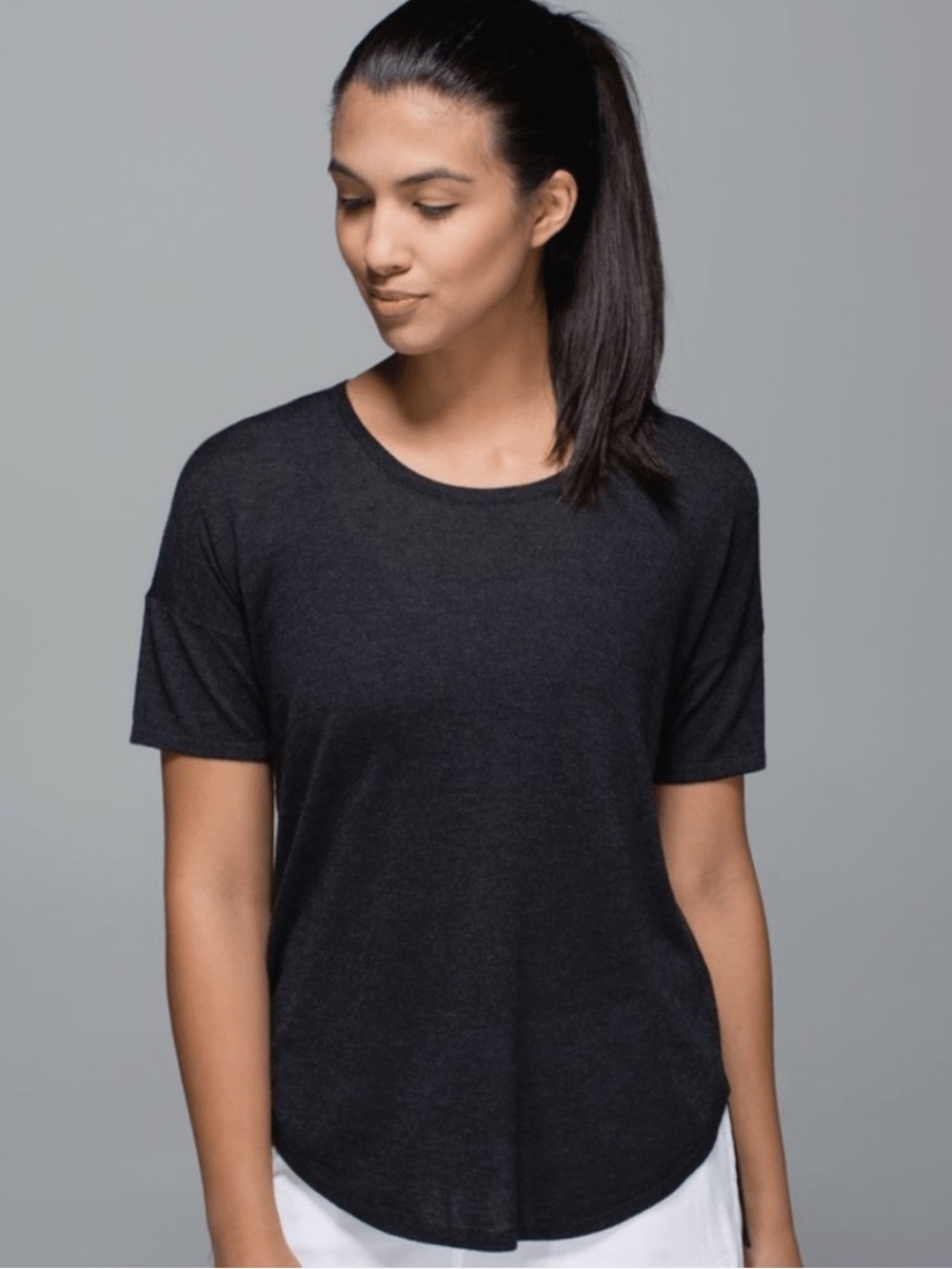 Lululemon Daya Cashmere Wool Charcoal Short Sleeve Tee